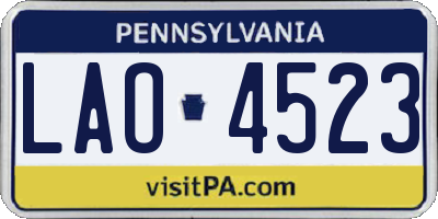 PA license plate LAO4523