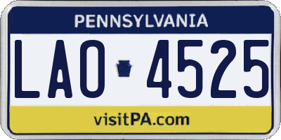 PA license plate LAO4525
