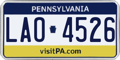 PA license plate LAO4526