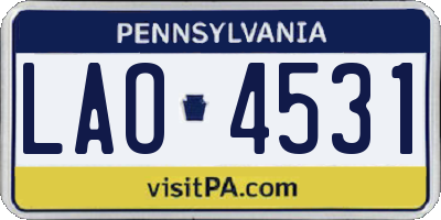 PA license plate LAO4531