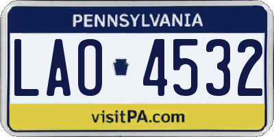 PA license plate LAO4532