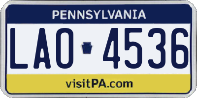 PA license plate LAO4536