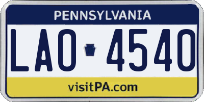 PA license plate LAO4540