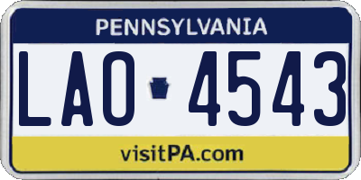 PA license plate LAO4543