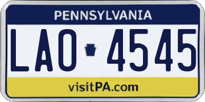 PA license plate LAO4545