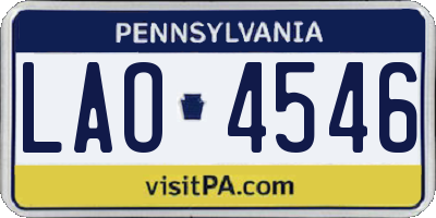 PA license plate LAO4546