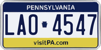 PA license plate LAO4547