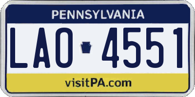 PA license plate LAO4551