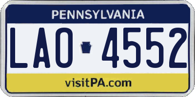 PA license plate LAO4552