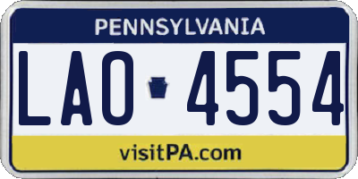 PA license plate LAO4554