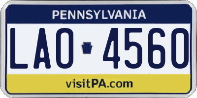 PA license plate LAO4560
