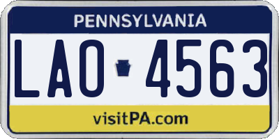 PA license plate LAO4563