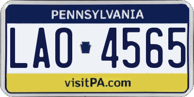 PA license plate LAO4565