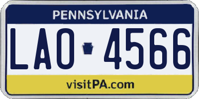 PA license plate LAO4566