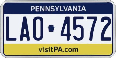 PA license plate LAO4572
