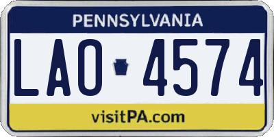 PA license plate LAO4574