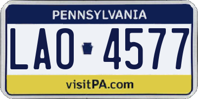 PA license plate LAO4577