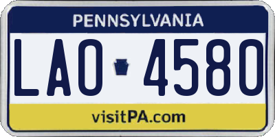 PA license plate LAO4580