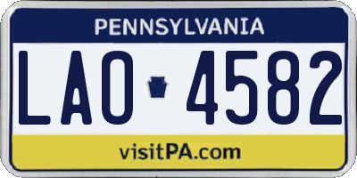 PA license plate LAO4582