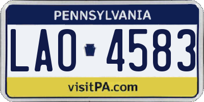PA license plate LAO4583