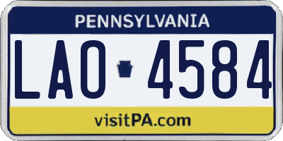 PA license plate LAO4584