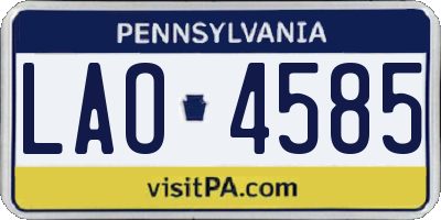 PA license plate LAO4585