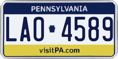 PA license plate LAO4589