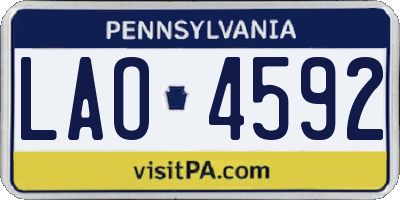 PA license plate LAO4592
