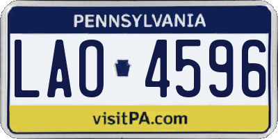 PA license plate LAO4596
