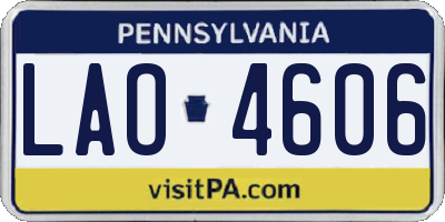 PA license plate LAO4606