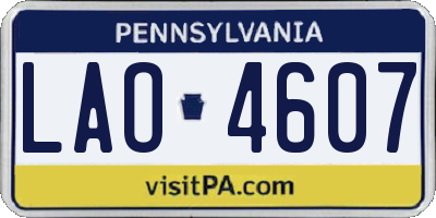 PA license plate LAO4607