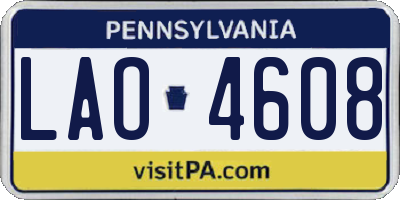 PA license plate LAO4608
