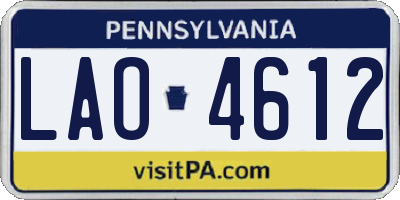 PA license plate LAO4612