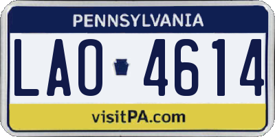 PA license plate LAO4614