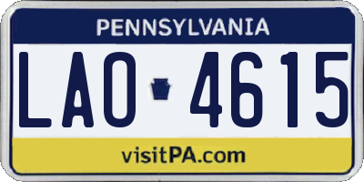 PA license plate LAO4615