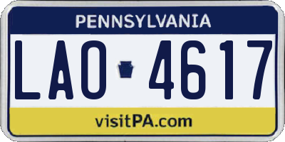 PA license plate LAO4617
