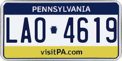 PA license plate LAO4619