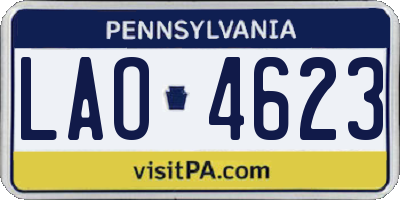 PA license plate LAO4623