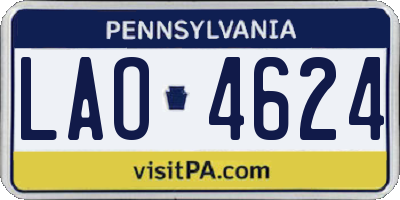 PA license plate LAO4624