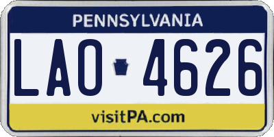 PA license plate LAO4626