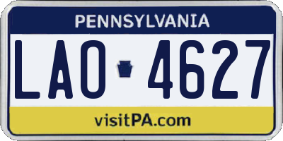 PA license plate LAO4627