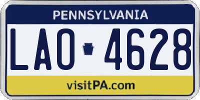 PA license plate LAO4628