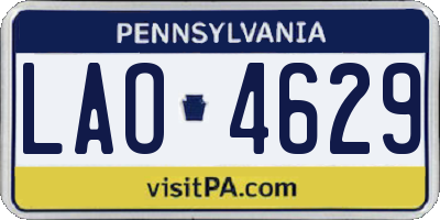 PA license plate LAO4629