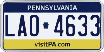 PA license plate LAO4633