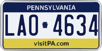 PA license plate LAO4634