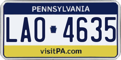 PA license plate LAO4635