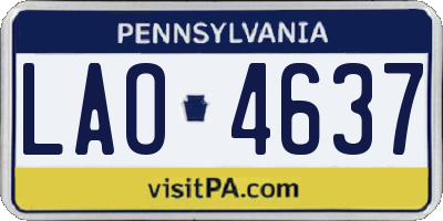 PA license plate LAO4637