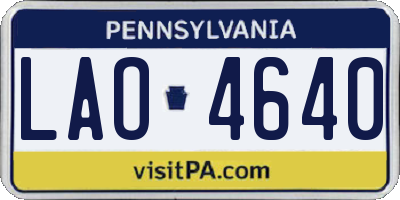 PA license plate LAO4640