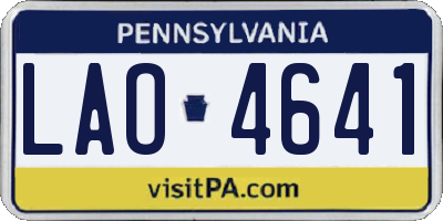 PA license plate LAO4641