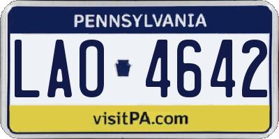 PA license plate LAO4642